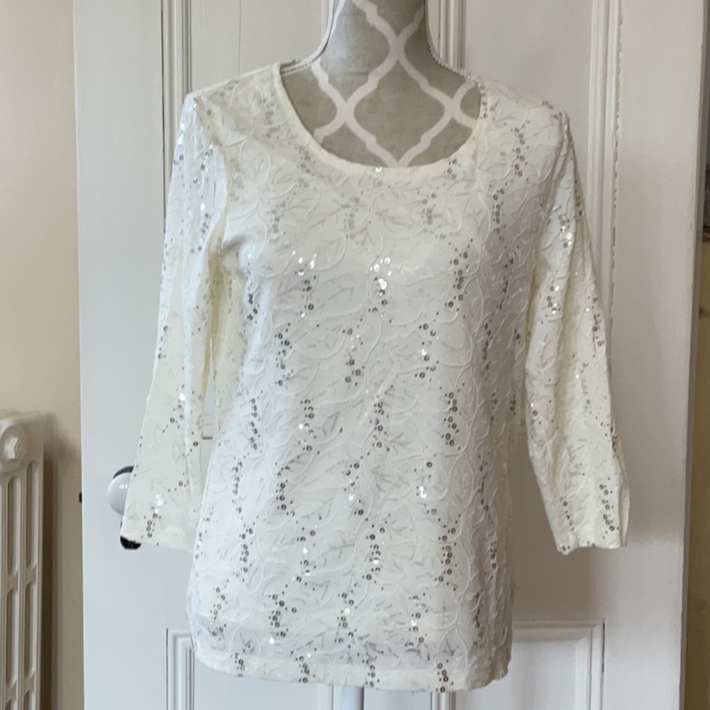 Elegant White Sequin Top